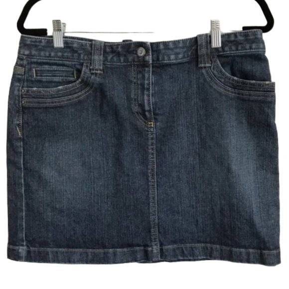 Loft Dark Wash Five Pocket Y2K Denim Mini Skirt - Picture 9 of 10